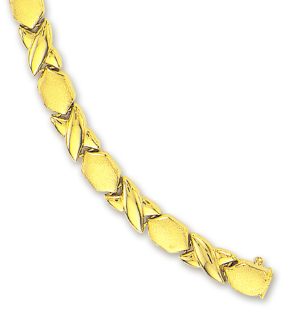 
14k Yellow Hugs and Kisses Bracelet - 7 Inch
