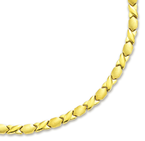 
14k Yellow Hugs and Kisses Necklace - 17 Inch
