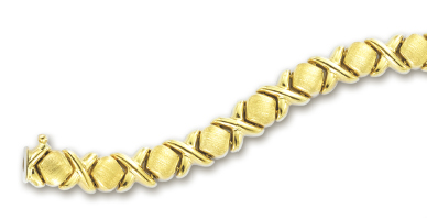 
14k Yellow Hugs and Kisses Bracelet - 7 Inch
