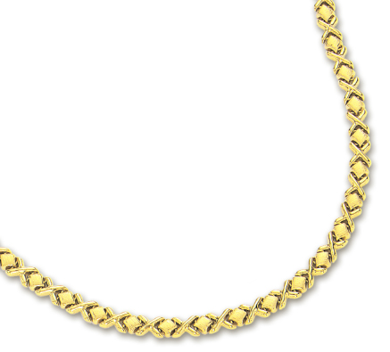 
14k Yellow Narrow Hugs and Kisses Necklace - 17 Inch
