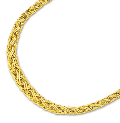 
14k Yellow Fancy Flat Wheat Necklace - 17 Inch
