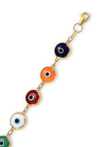 
14k Yellow Evil Eye Enamel Bracelet - 7.25 Inch
