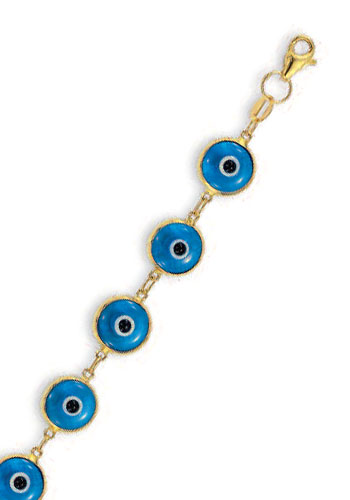 
14k Yellow Evil Eye Enamel Bracelet - 7.25 Inch
