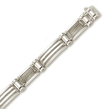 
14k White Mens Link Bracelet - 8.25 Inch
