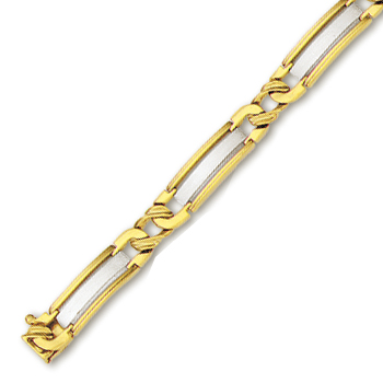 
14k Two-Tone Mens Link Bracelet - 8.25 Inch
