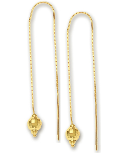 
14k Yellow Bead Drop Threader Earrings
