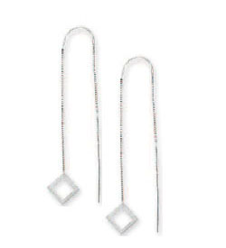 
14k White Triple Square Threader Earrings
