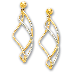 
14k Two-Tone Elegant Swirl Drop Earrings
