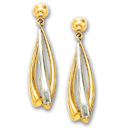 
14k Two-Tone Elegant Swirl Drop Earrings
