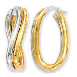 
14k Two-Tone Fancy Twisted Hoop Earrings
