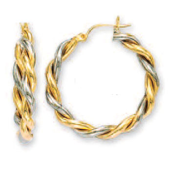 
14k Two-Tone Large Swirl Hoop Earrings
