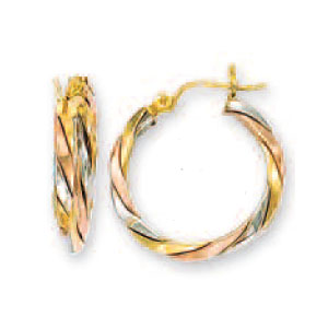 
14k Tricolor Small Swirl Hoop Earrings
