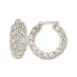 
14k White Filgree Hoop Earrings
