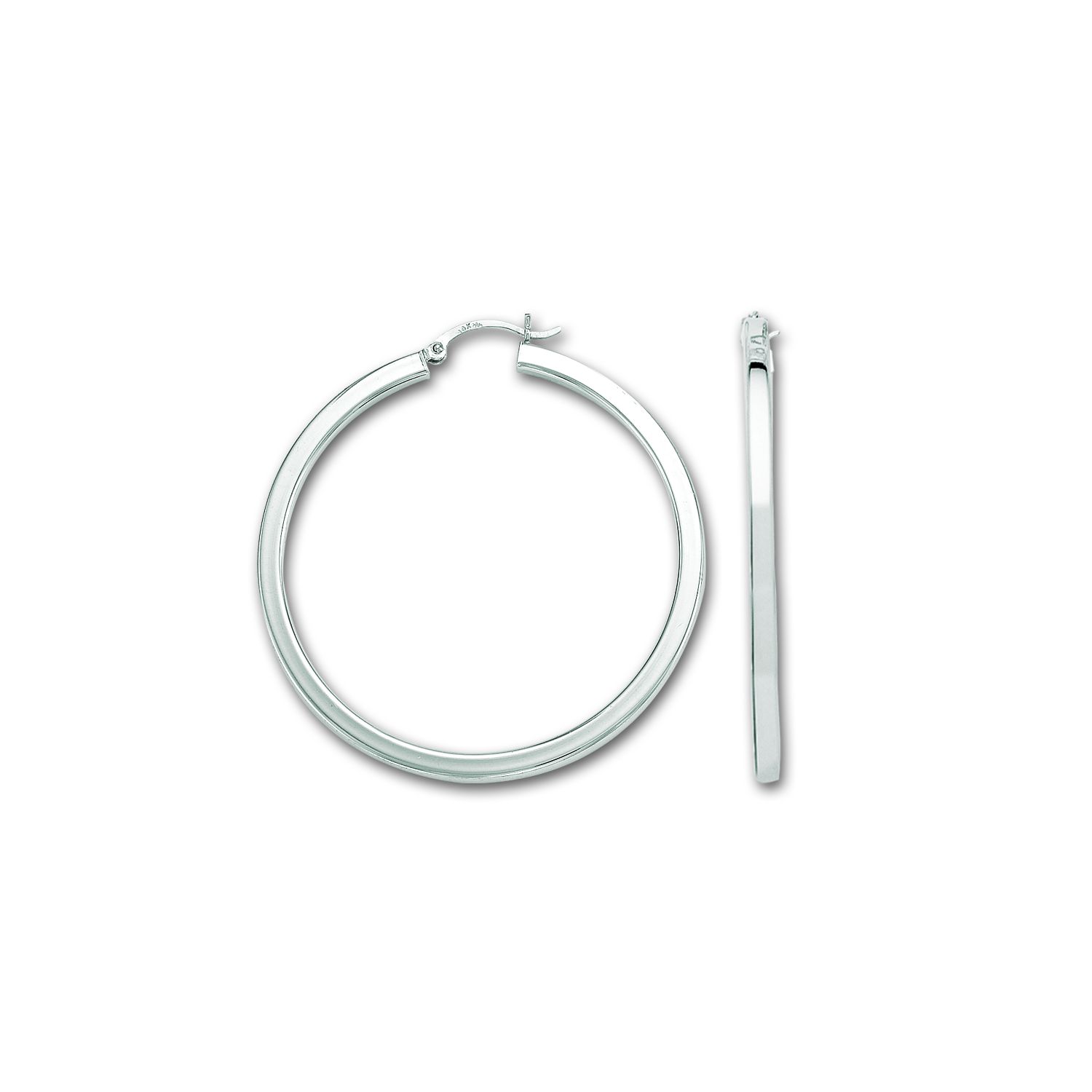 
14k White Large Tubular Hoop Earrings
