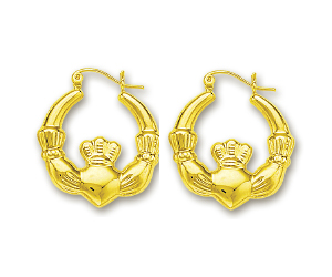 
14k Yellow Claddaugh Hoop Earrings
