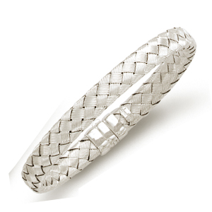 
14k White Fancy Woven Bangle - 7 Inch
