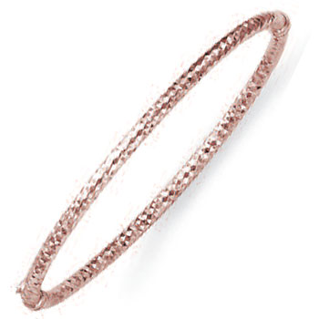 
14k Rose Fancy Hammered Bangle - 7 Inch
