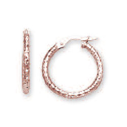 
14k Rose Fancy Hammered Hoop Earrings
