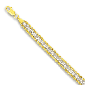 
10k Two-Tone Beads and Rope Bracelet - 7 Inch
