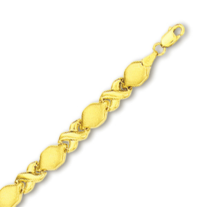 
10k Yellow Hugs and Kisses Bracelet - 7 Inch
