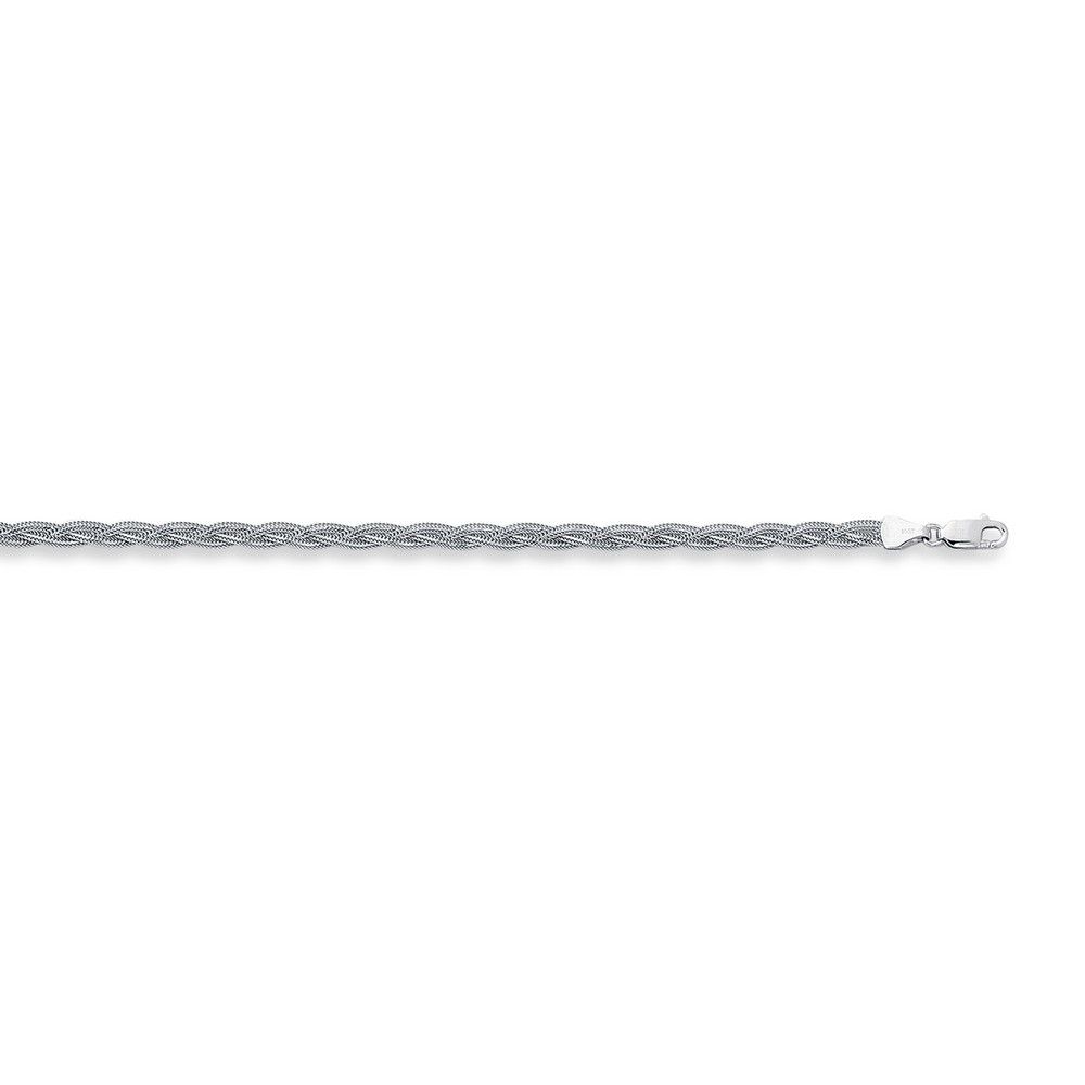 
14k White Gold 3.5mm Sparkle-Cut Braided Fox Chain With Lobster Clasp Anklet - 10 Inch
