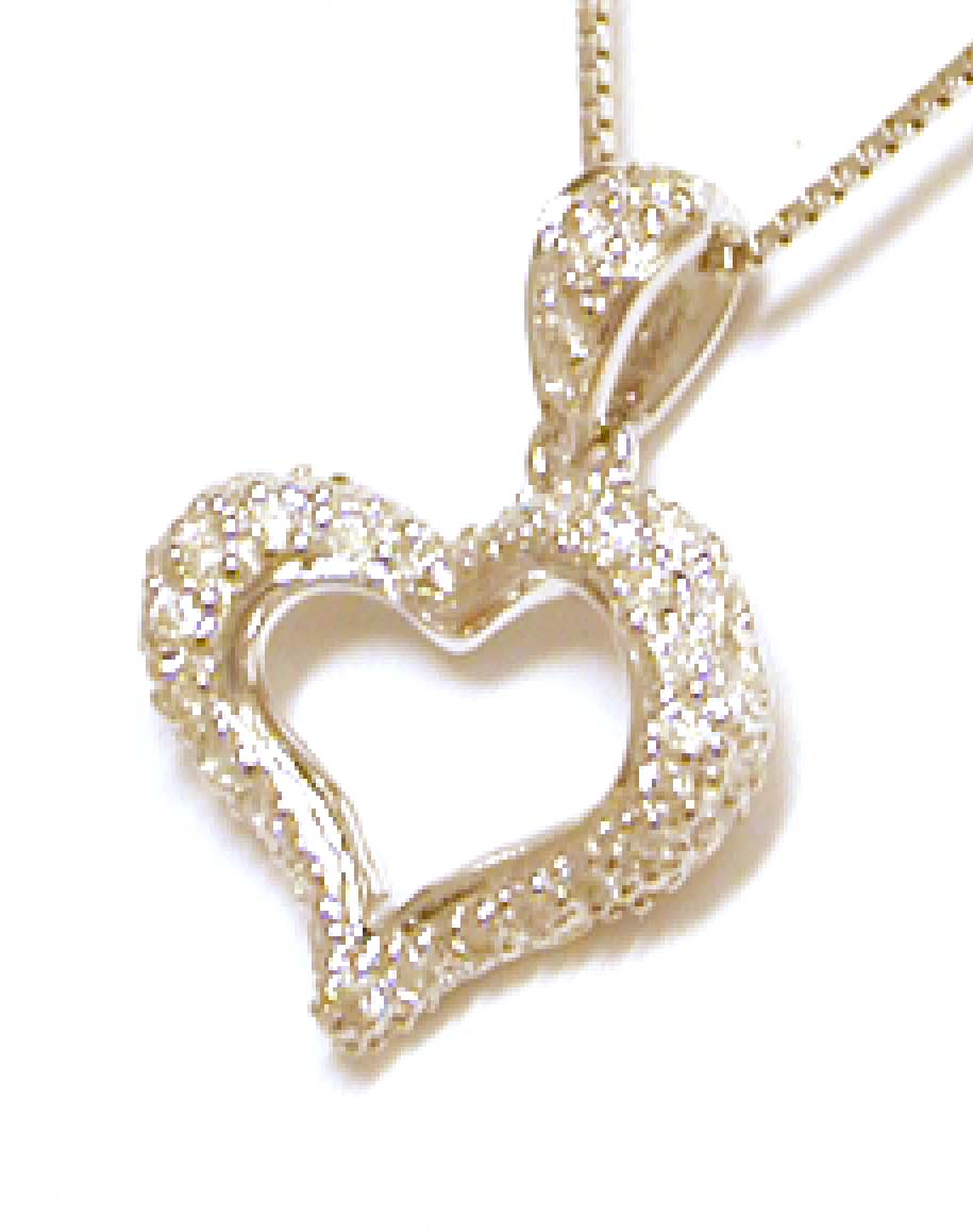 Petite Modern Diamond Heart Pendant 0.20 carats in 14k white gold (with ...