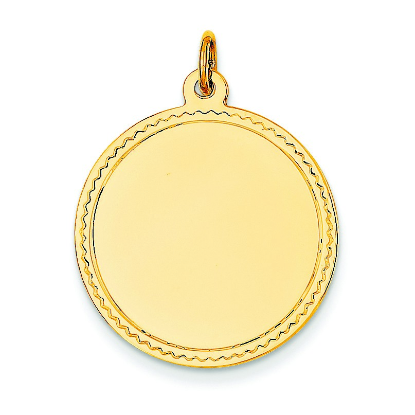 14k Gold Plain .018 Gauge Engraveable Round Disc Charm - 2.4 Grams